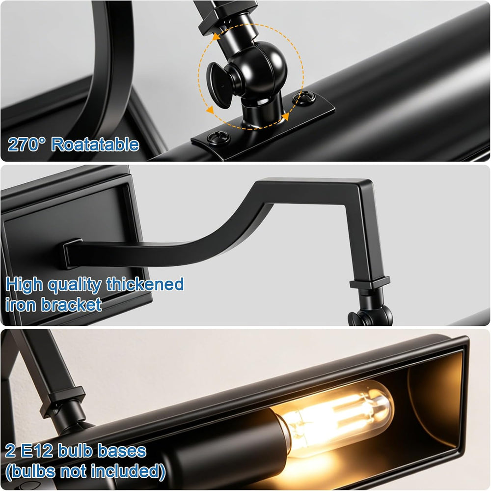 ADISUN 12 Inch Black Picture Light, Picture Lights for Wall with 270° Adjusta...