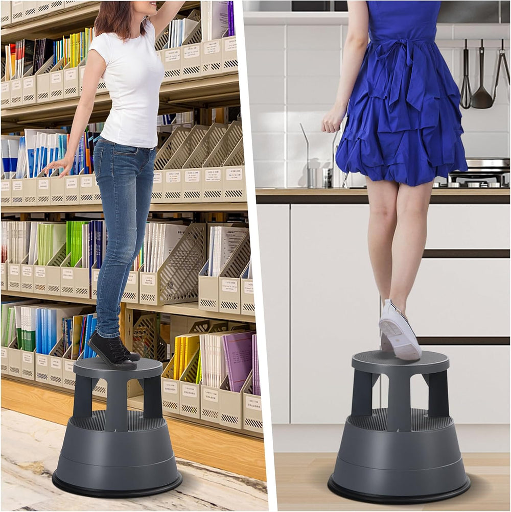 BETTARY Rolling Step Stool with Wheels, Kick Step Stool with 330 LBS Weight C...