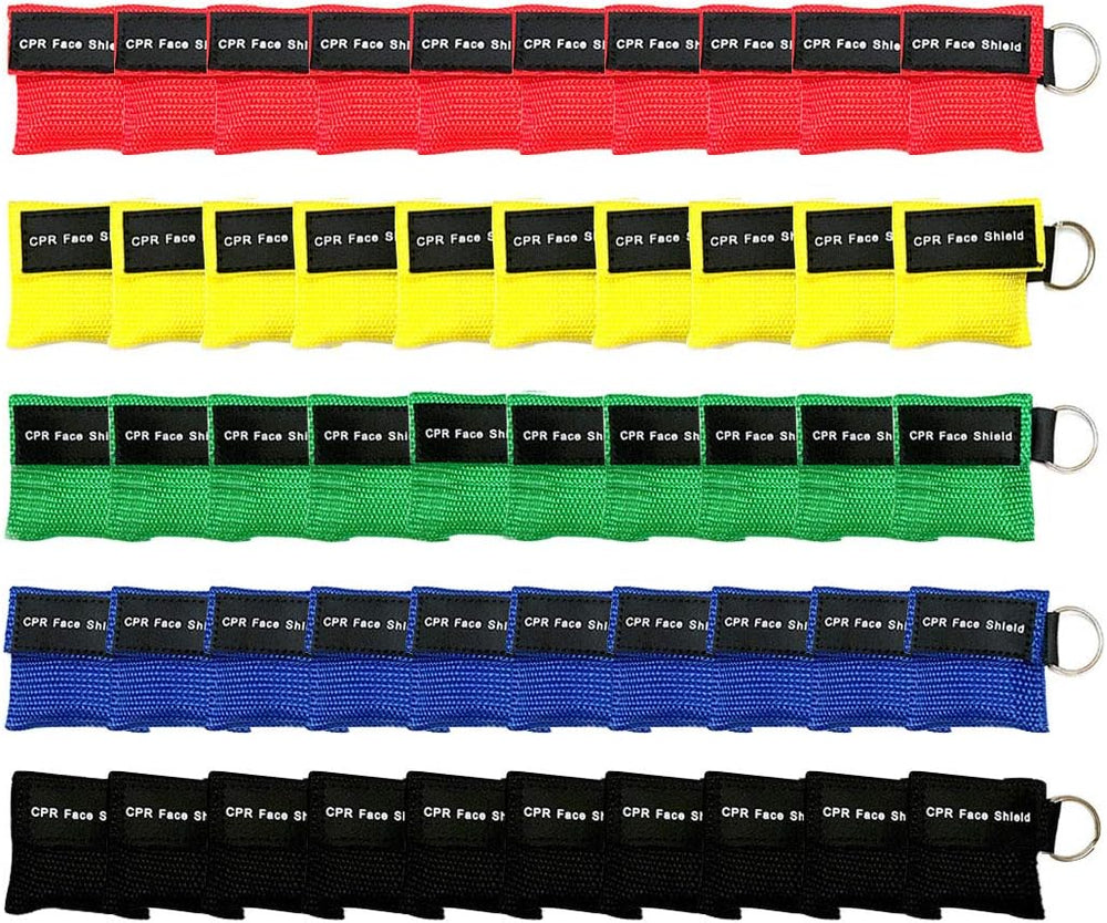 50pcs CPR Face Shield Mask, Keychain Mask Disposable Emergency Kit