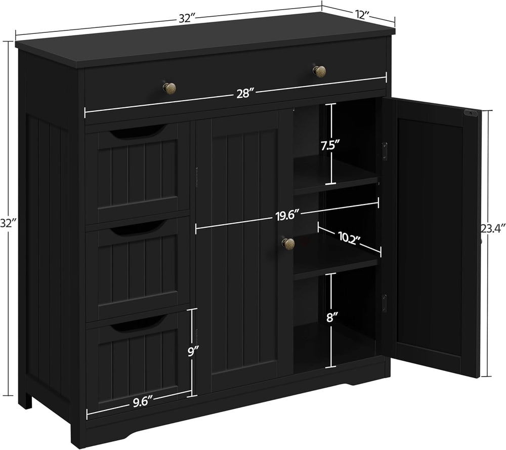 Topeakmart Storage Cabinet with 4 Drawers and 2 Doors, Adjustable Shelves, Fr...