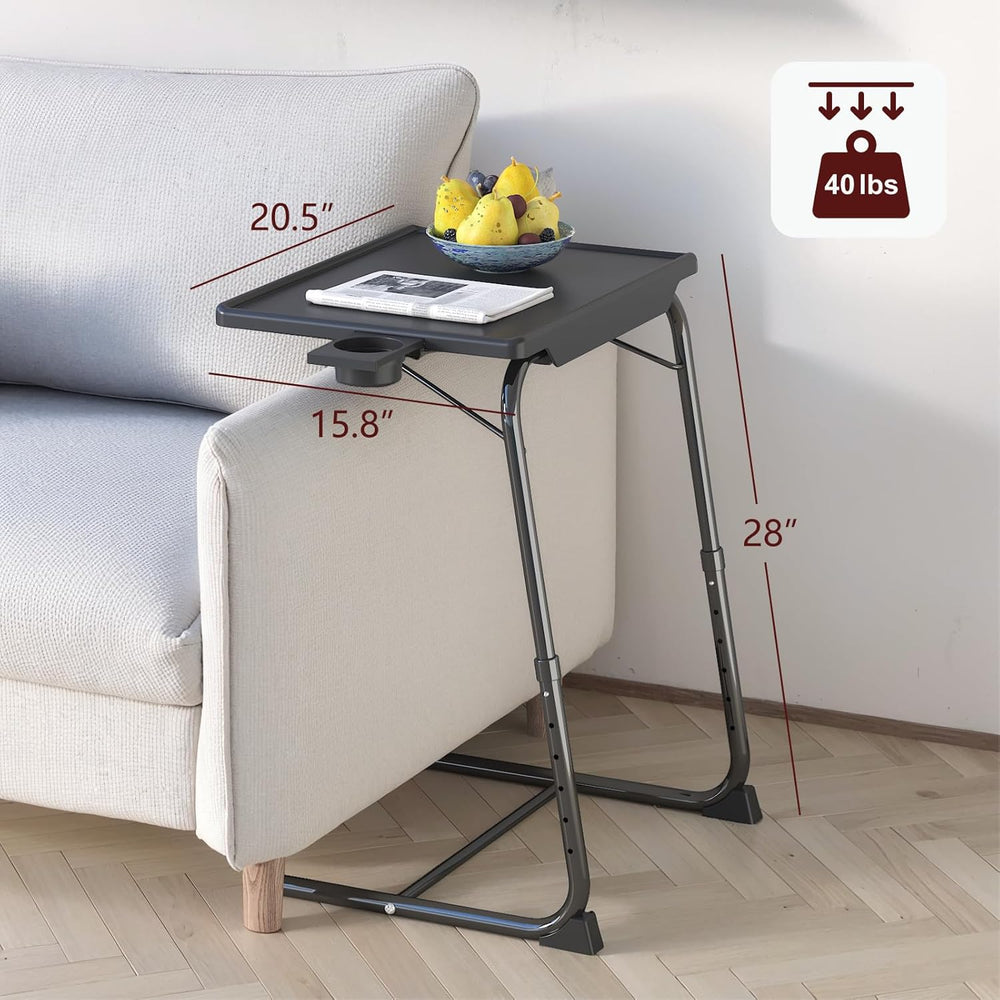 TV Tray Table, Adjustable TV Dinner Table for Eating on Couch with Cup Holder...