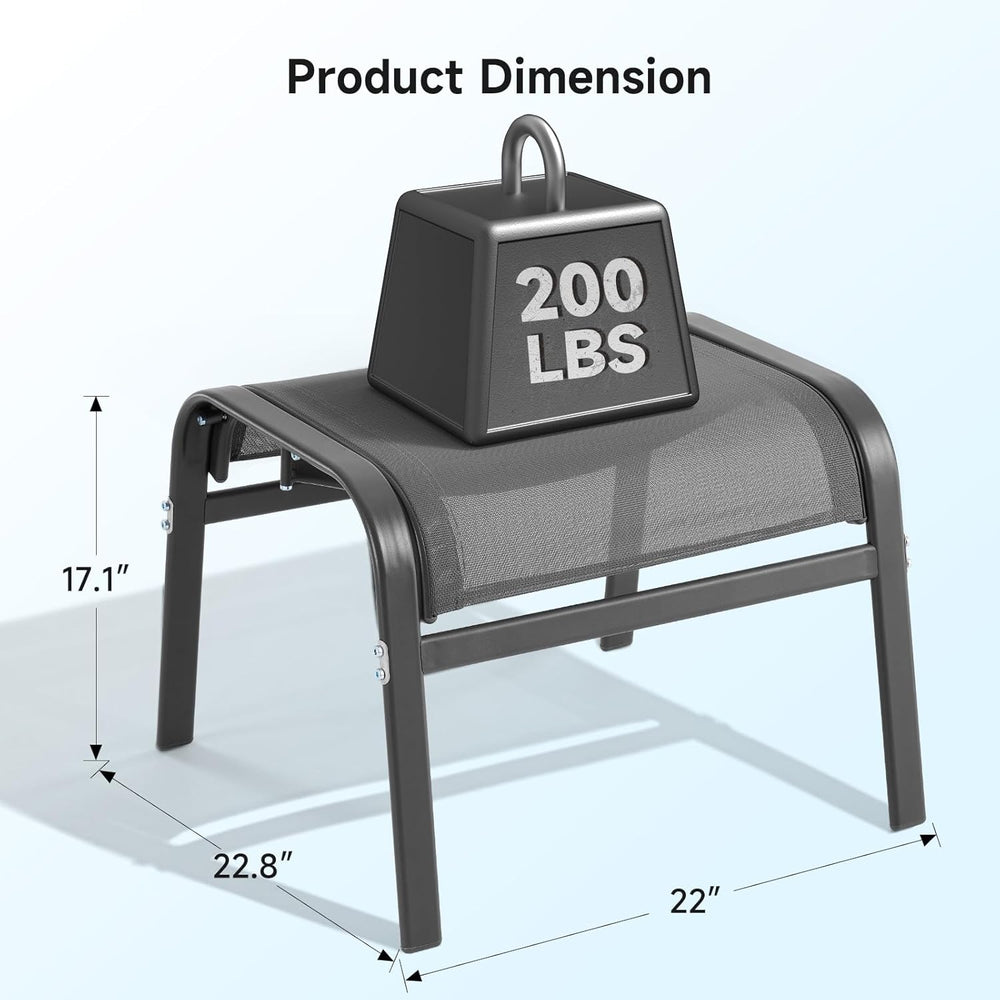ONBRILL Outdoor Ottoman Set of 2, All Weather Outdoor Foot Stool with Support...
