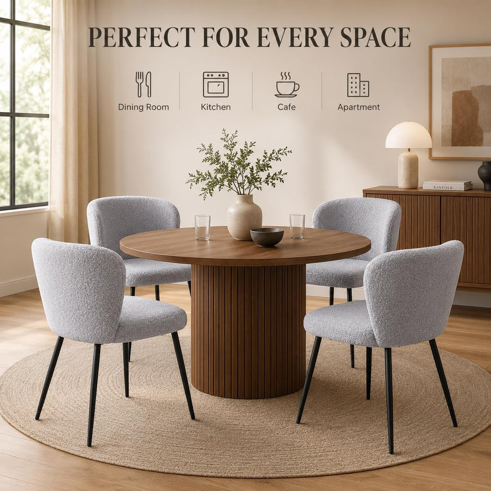 Modern Teddy Dining Chairs Set of 2, Comfy Kitchen Armless Chairs with Thick ...