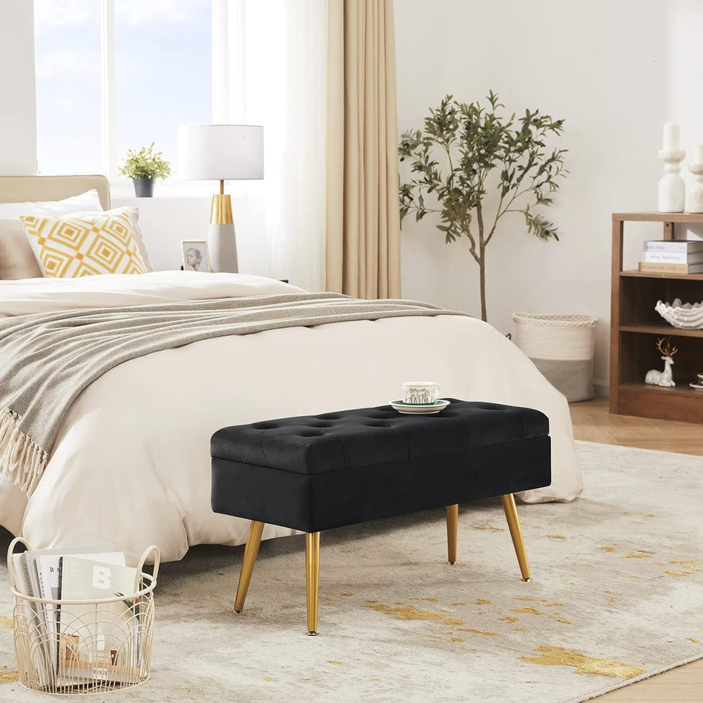 Gitrah Storage Bench Entryway Bench End of Bed Bench Ottoman Upholstered Velv...