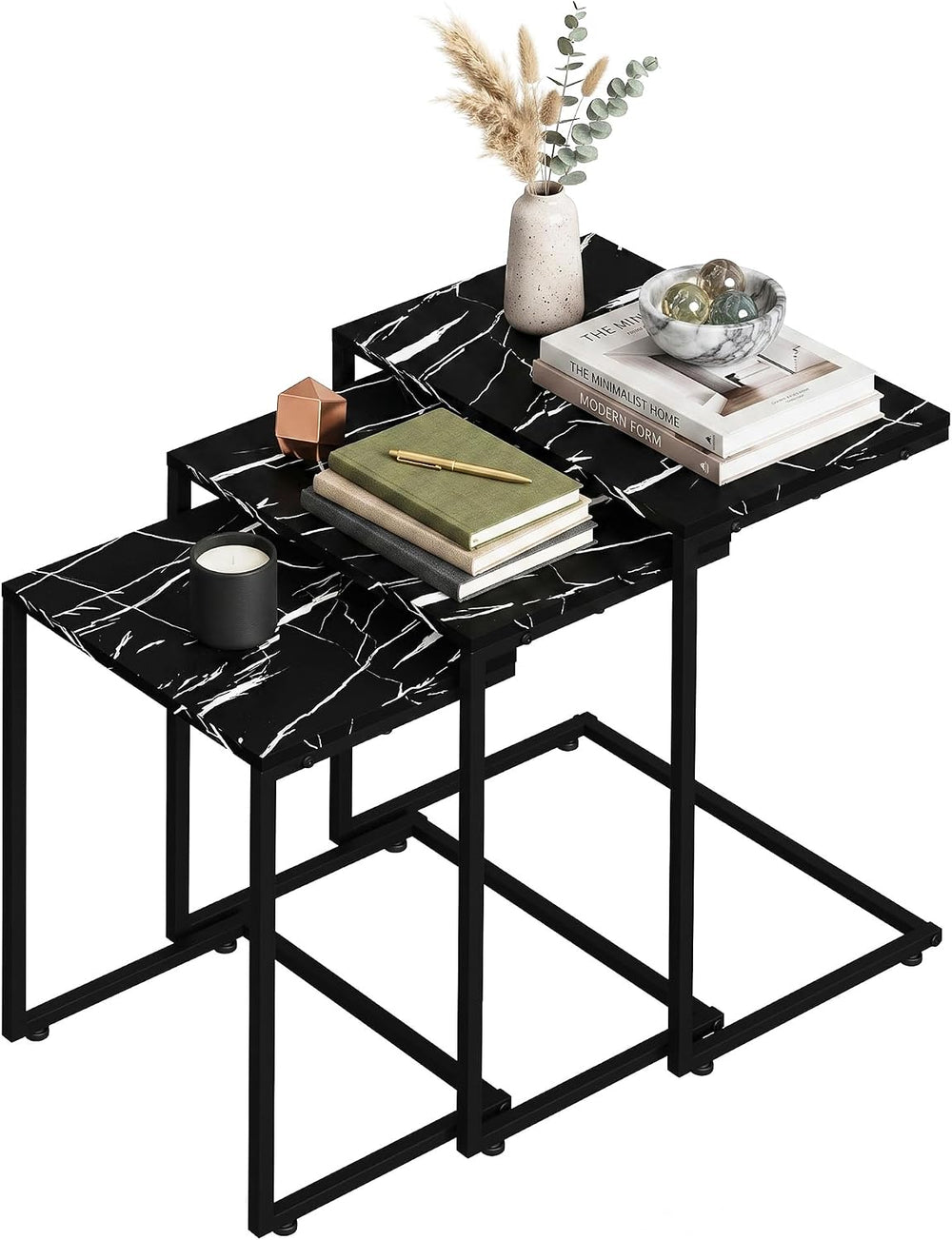 Nouva Modern Nesting Coffee Table, Set of 3 Square Stacking Accent Table End ...