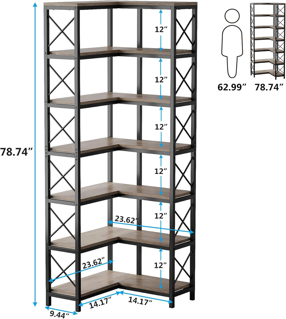 Tribesigns 7-Shelf Corner Bookshelf,Large Modern Corner Bookcase, 7-Tier Tall...