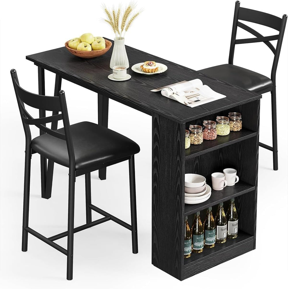 GAOMON 3 Piece Bar Table Set for 2, Bar Table and Chairs Set with with Flip T...