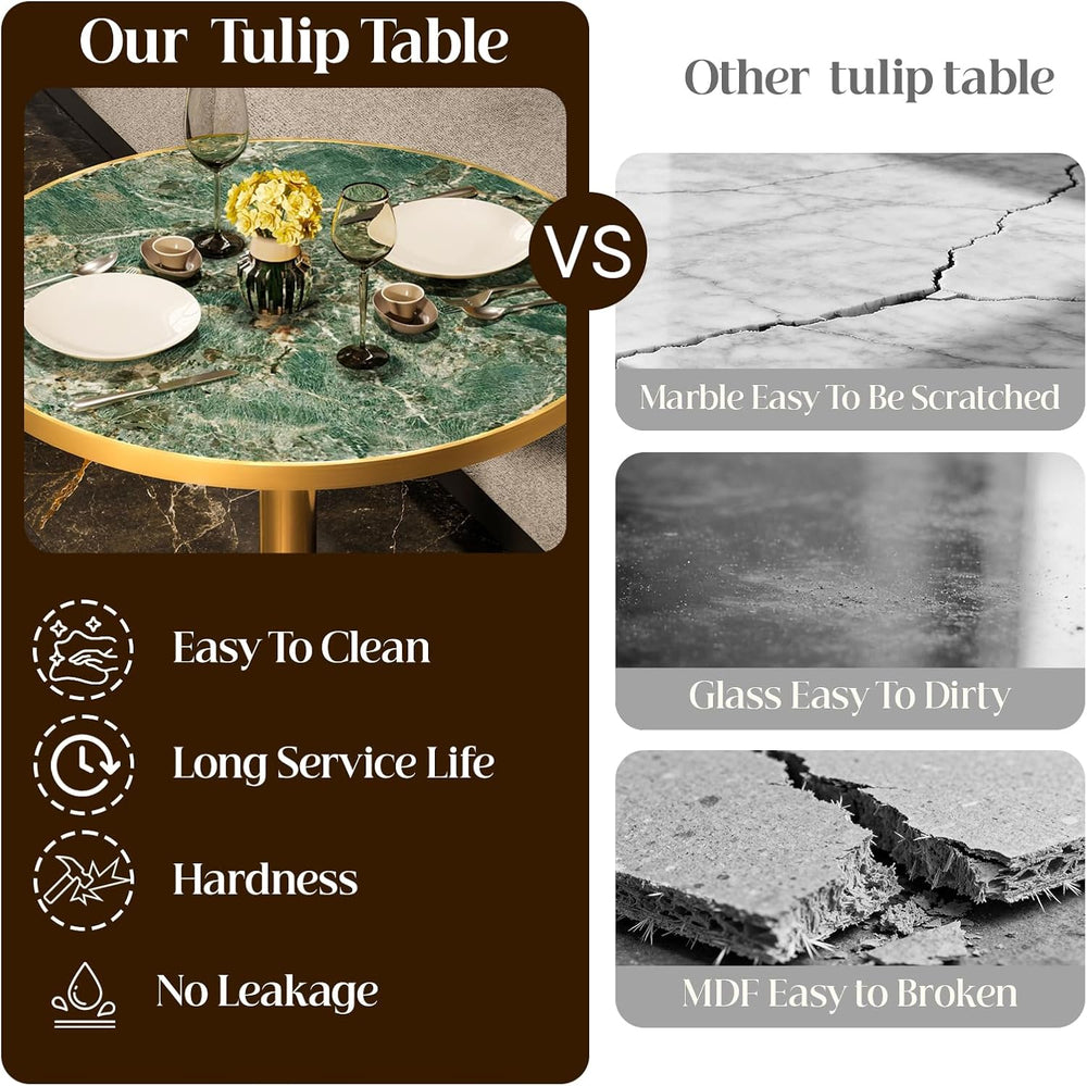 31.5" Tulip Table, Small Modern Round Dining Table for 2-4, Sintered Sto...