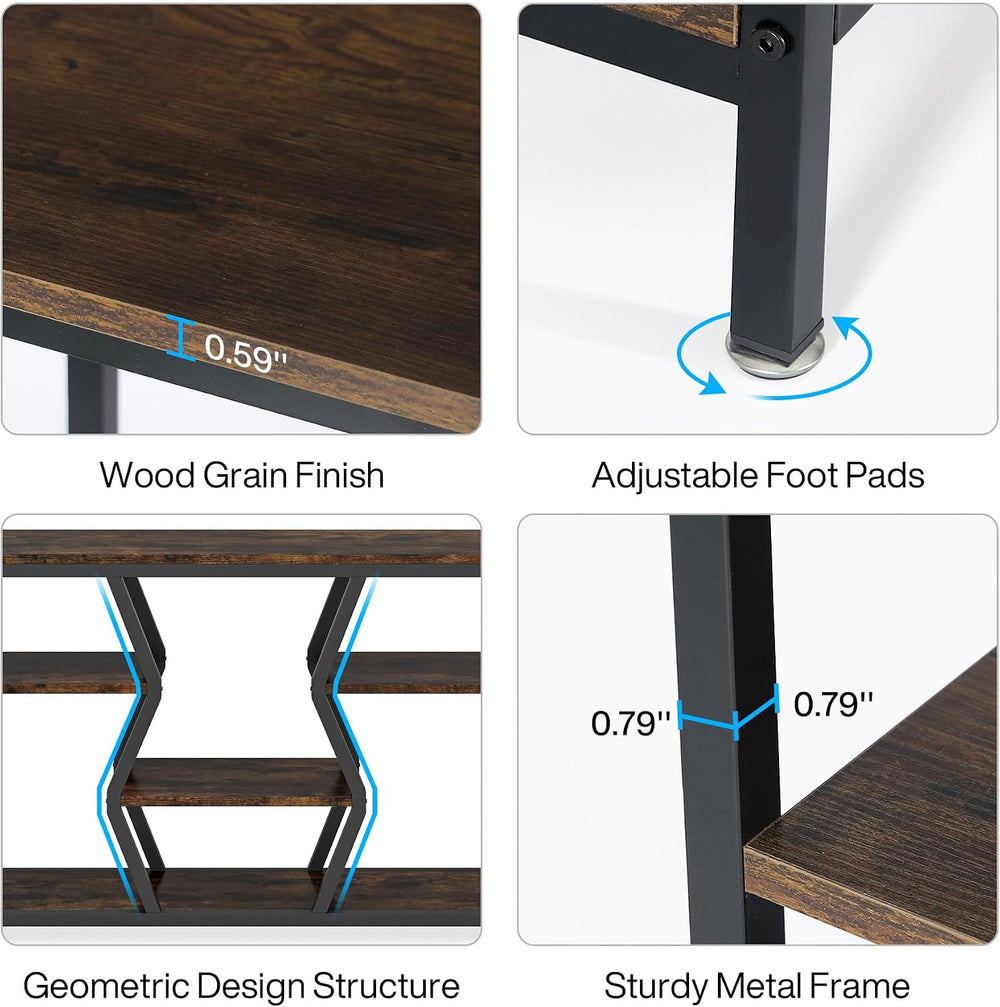 Tribesigns 70.9" Sofa Console Table with Storage Shelves (Rustic Brown) ...