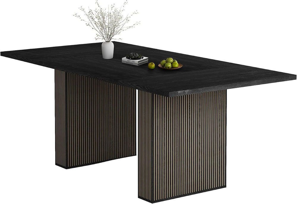 78 Inch Rectangular Dining Table for 6 to 10, Farmhouse Fluted Dining Kitchen...