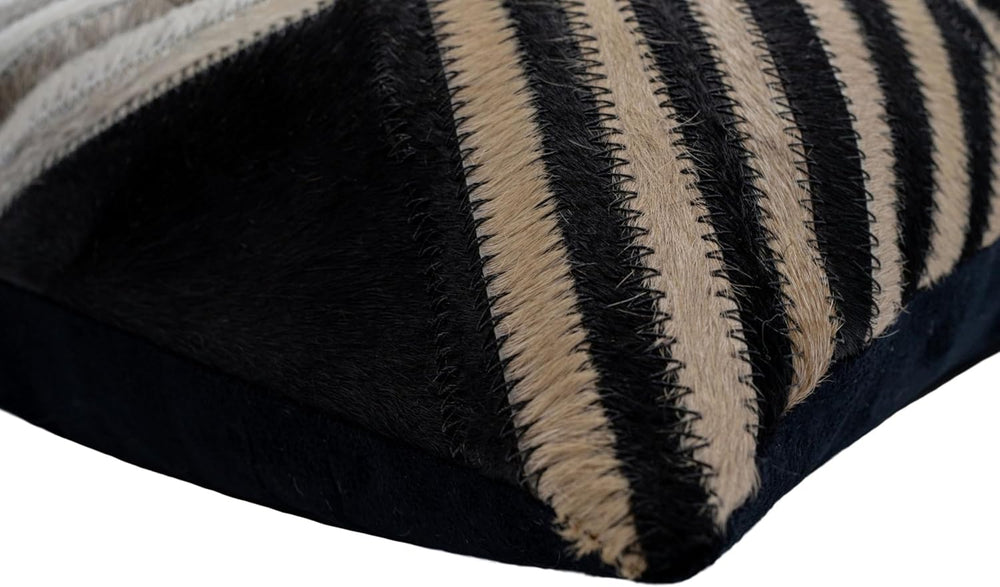 CANVELLO Genuine Cowhide Leather Decorative Throw Pillows - Handmade Patchwor...