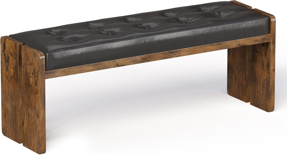 Upholstered Dining Room Bench, Ottoman Bench with PU Leather Padded Seat, Bed...