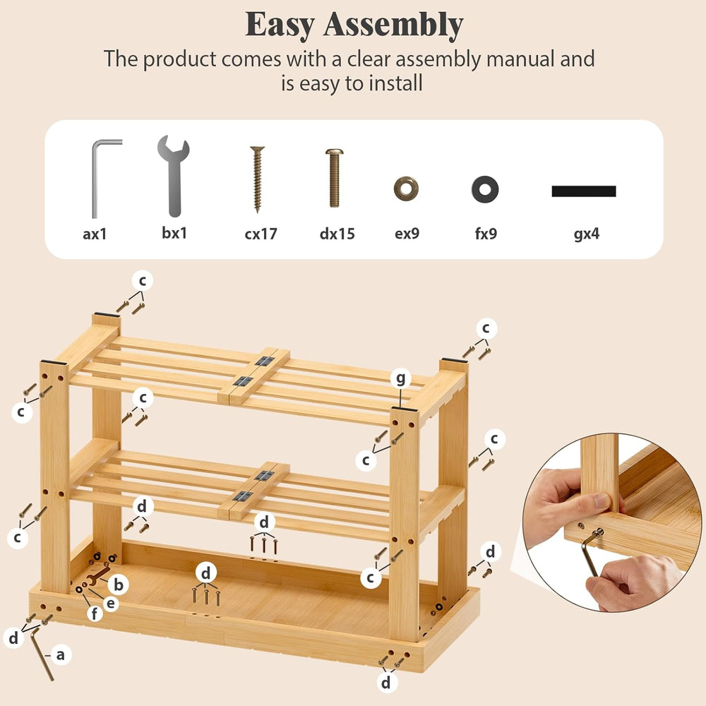 BAMBUROBA Bamboo Shoe Rack Bench, 3-Tier Entryway Bench, Small Shoes Storage ...
