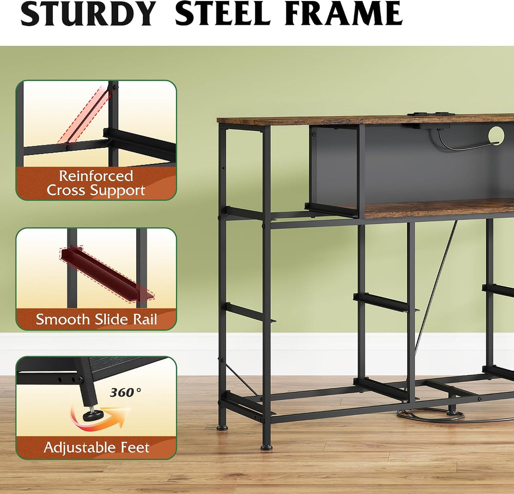 WLIVE LED Dresser TV Stand for 55 Inch TV, 8 Fabric Drawers, Brown Dresser