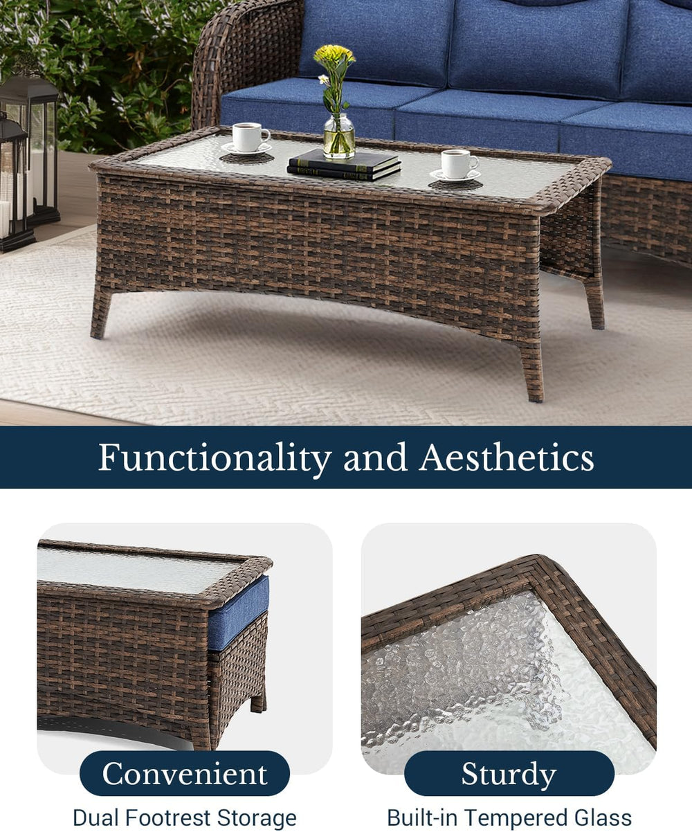 HILLGA Luxury Outdoor Patio Furniture Set with 6-Inch Thick Cushions