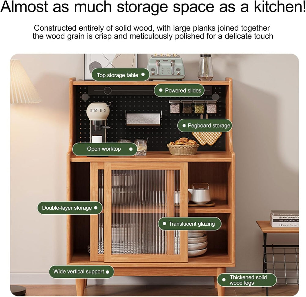 Cabinet with Doors Storage & Adjustable Shelves, Farmhouse Kitchen Pantry...