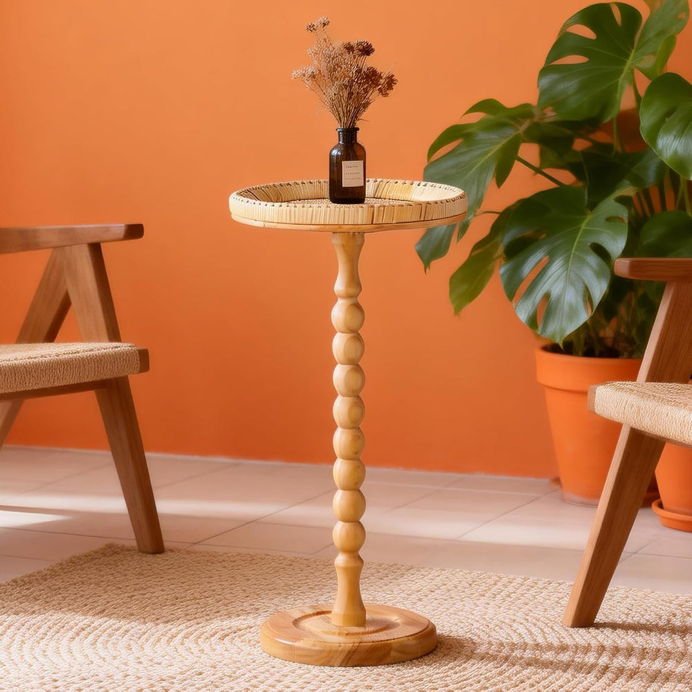 Solid Wood Round Side Table,mall Drink Table for Small Spaces,Round Side Tabl...