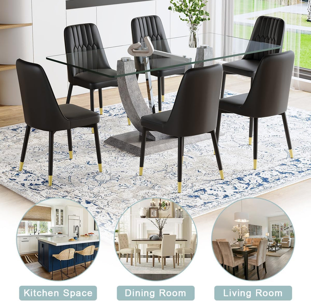 71" Glass Dining Table Set for 8, 9 Piece Dining Room Table Set with Uph...