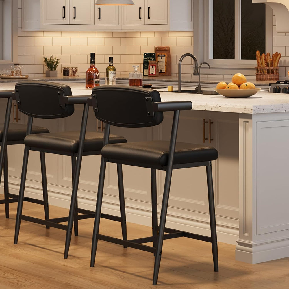 IDEALHOUSE Counter Height Bar Stools Set of 2 With Arms,26" Upholstered ...