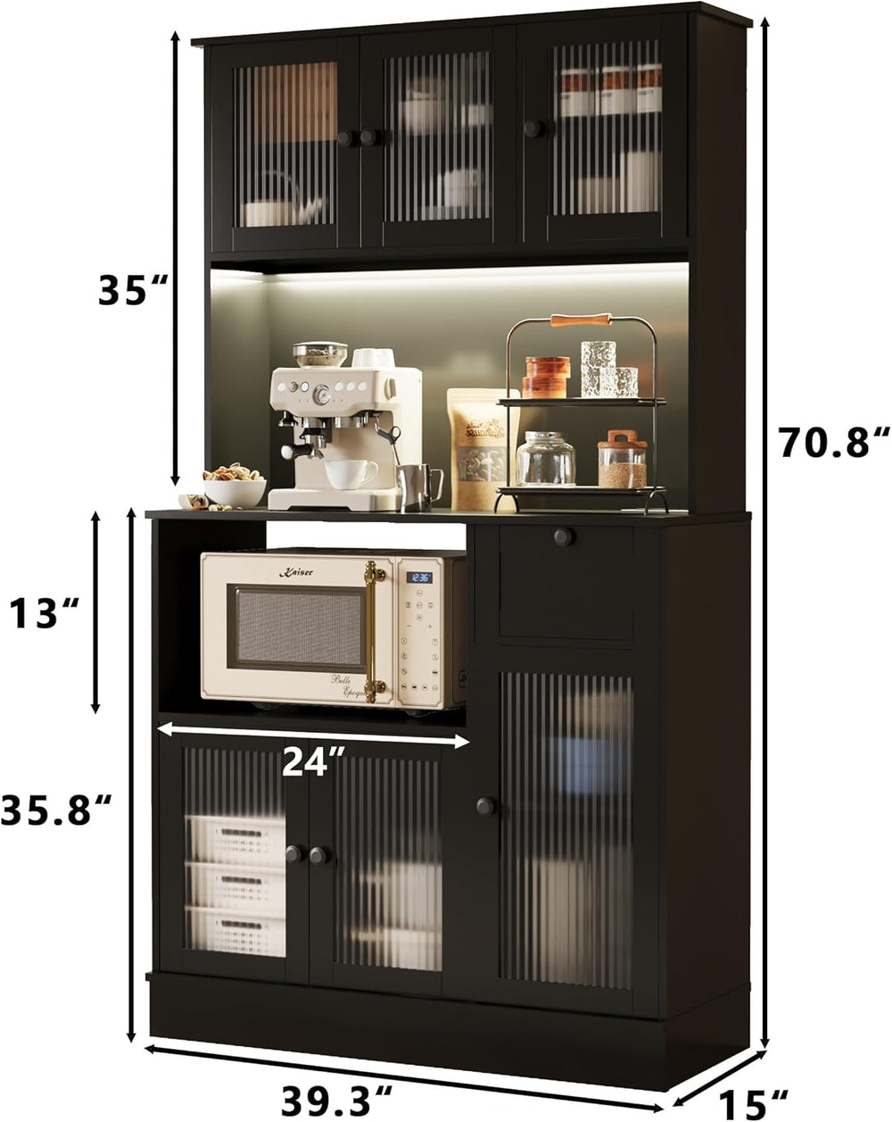 71" Kitchen Hutch Cabinet with Storage for Living & Dining Room, Kit...