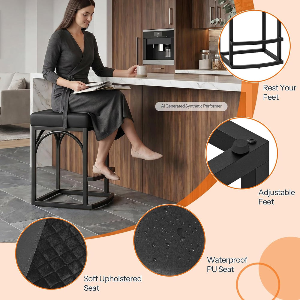 HOOBRO Bar Stools, Set of 2 Bar Stools