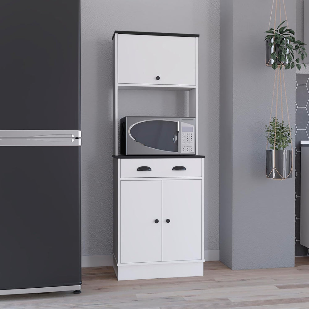 Apex Kitchen Pantry 66.3" H with Drawer, 2 Cabinets, and Microwave Stand...