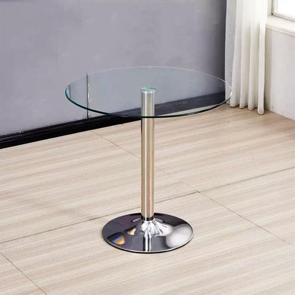 23.4" Round Glass Dining Table, Modern Circular, Sturdy Base and Perfect...