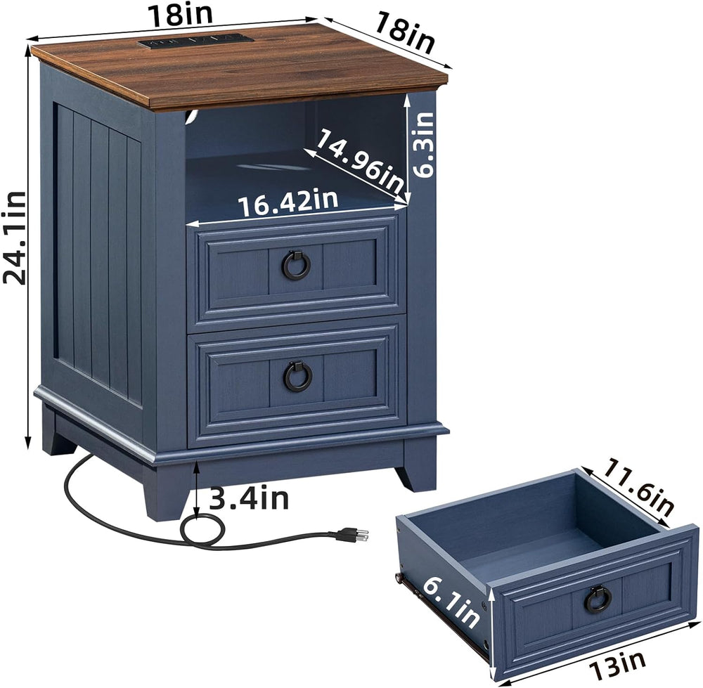 Farmhouse Coffee Table Set of 3, Furniture Set with Charging Station, Coffee ...