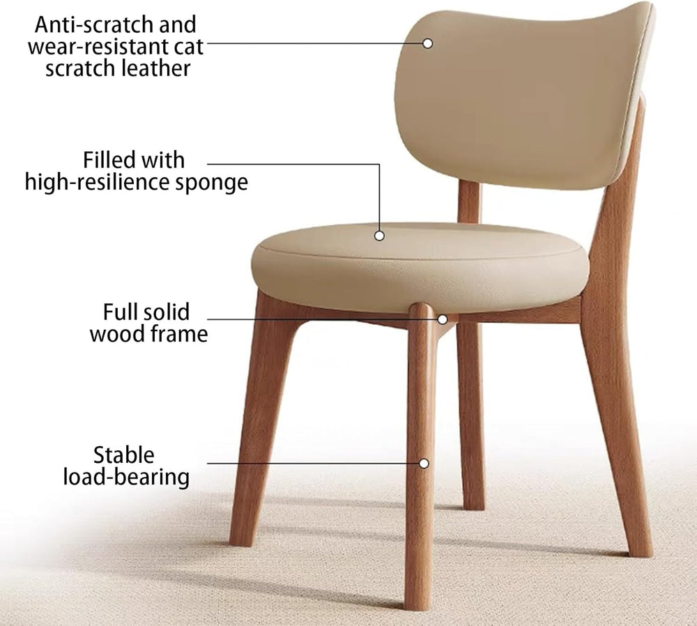 Solid Wood Dining Chairs Set of 2,Mid Century Modern Dining Chairs with Curve...