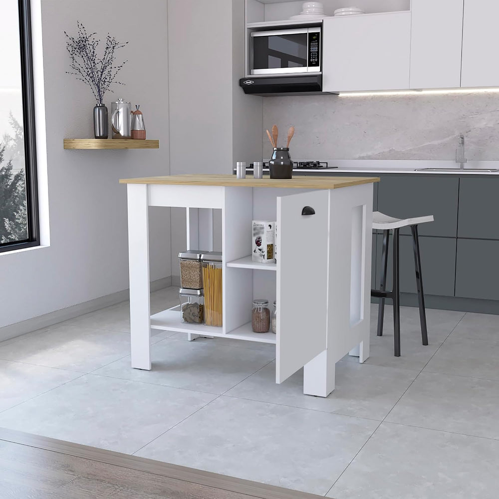 Kitchen Island with Single Door and Lower Open Shelf | Includes single door w...