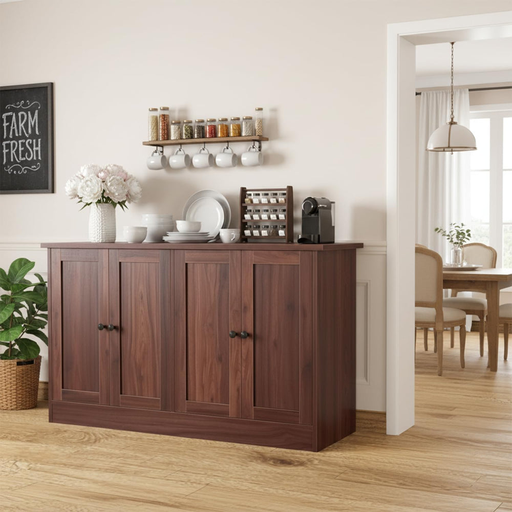 holzart Rustic Brown Buffet Cabinet with Storage, 49" Farmhouse Kitchen ...