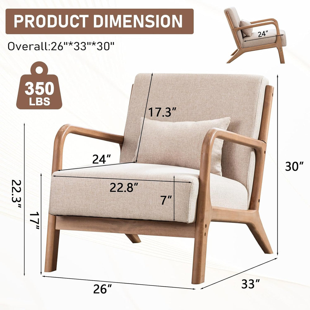 ANJ Mid Century Modern Accent Chairs Set of 2, Single Fabric Lounge Reading A...