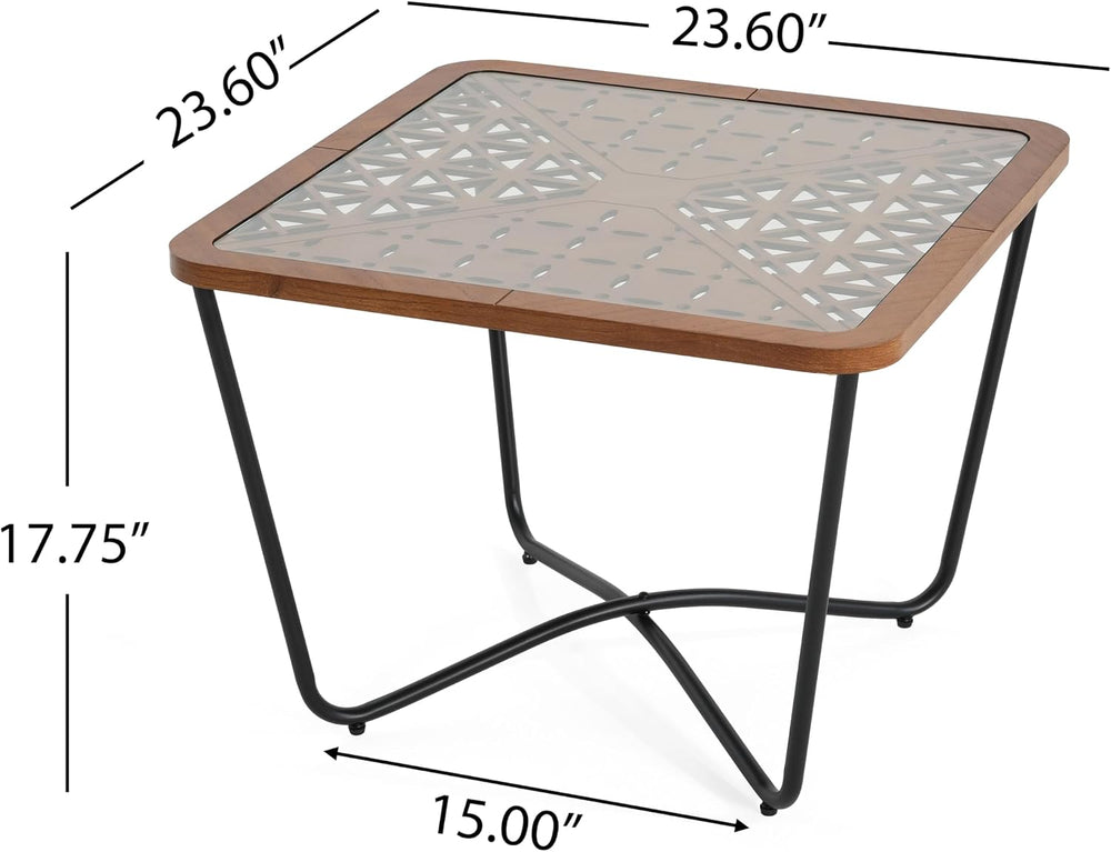 Christopher Knight Home Lyle Industrial Coffee Table with Geometric Glass Top...
