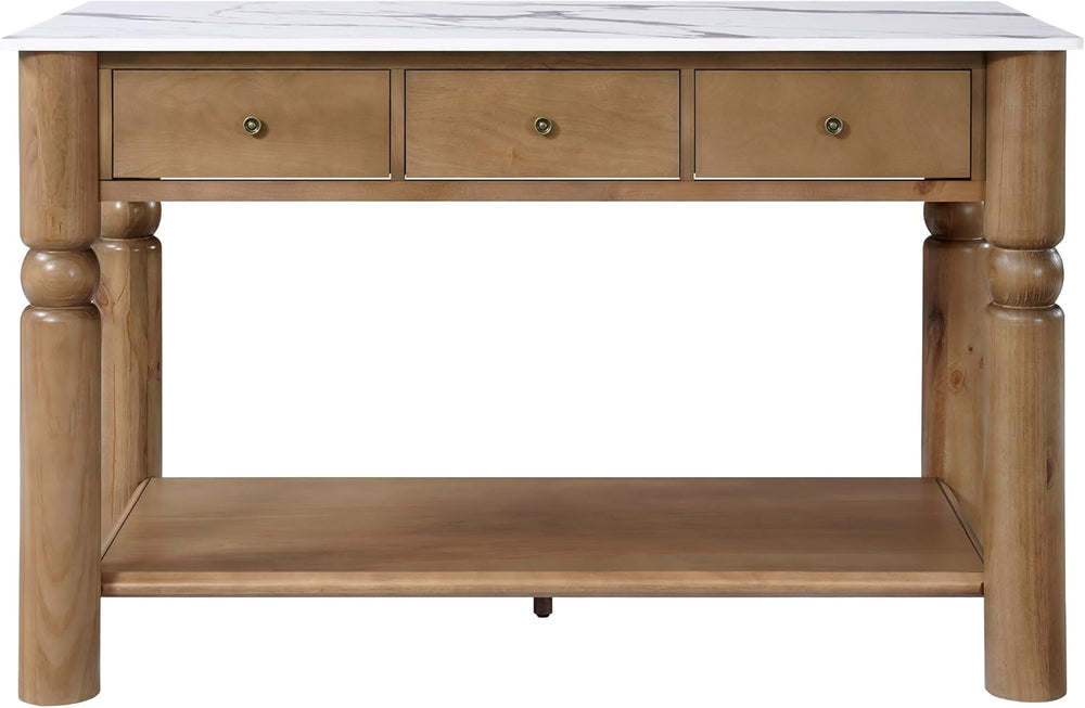 Christopher Knight Home Athen Wooden Kitchen Island with Storage & Marble...
