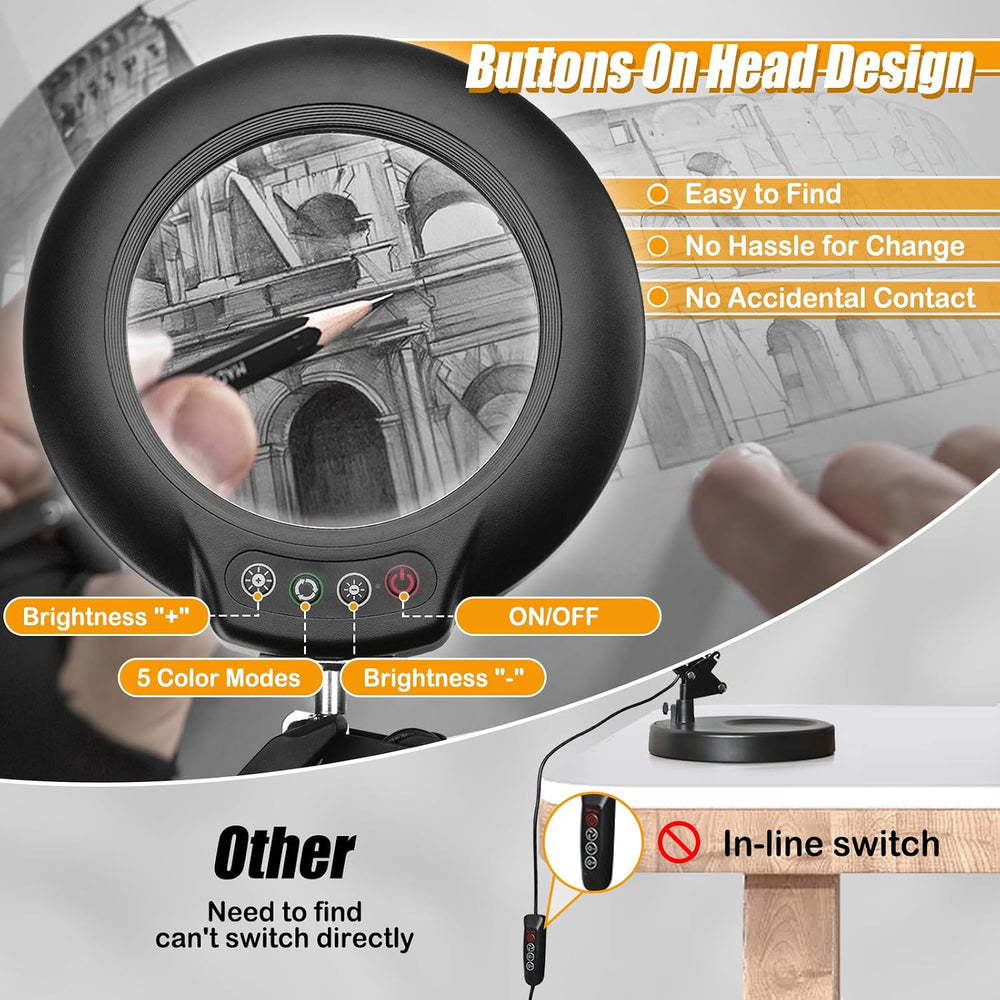 Real Glass 12X Magnifying Glass with Light and Stand (No Acrylic Lens), 2-in-...