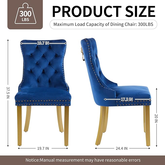 Velvet Dining Chairs Set of 6, Upholstered Dining Room Chairs with Lion Head ...
