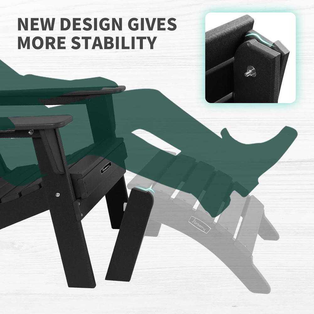 FUNBERRY Folding Adirondack Ottoman Set of 2, HDPE All Weather Outdoor Foot R...