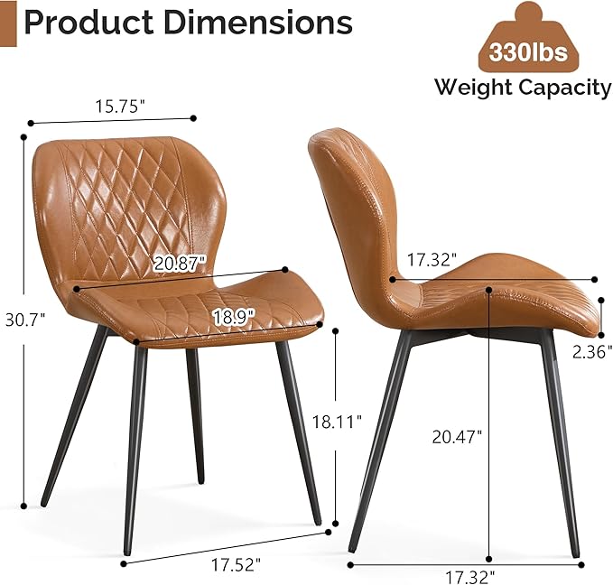 Dining Chair, Comfy Modern Dining Chairs with Thick Cushions, Upholstered Fau...