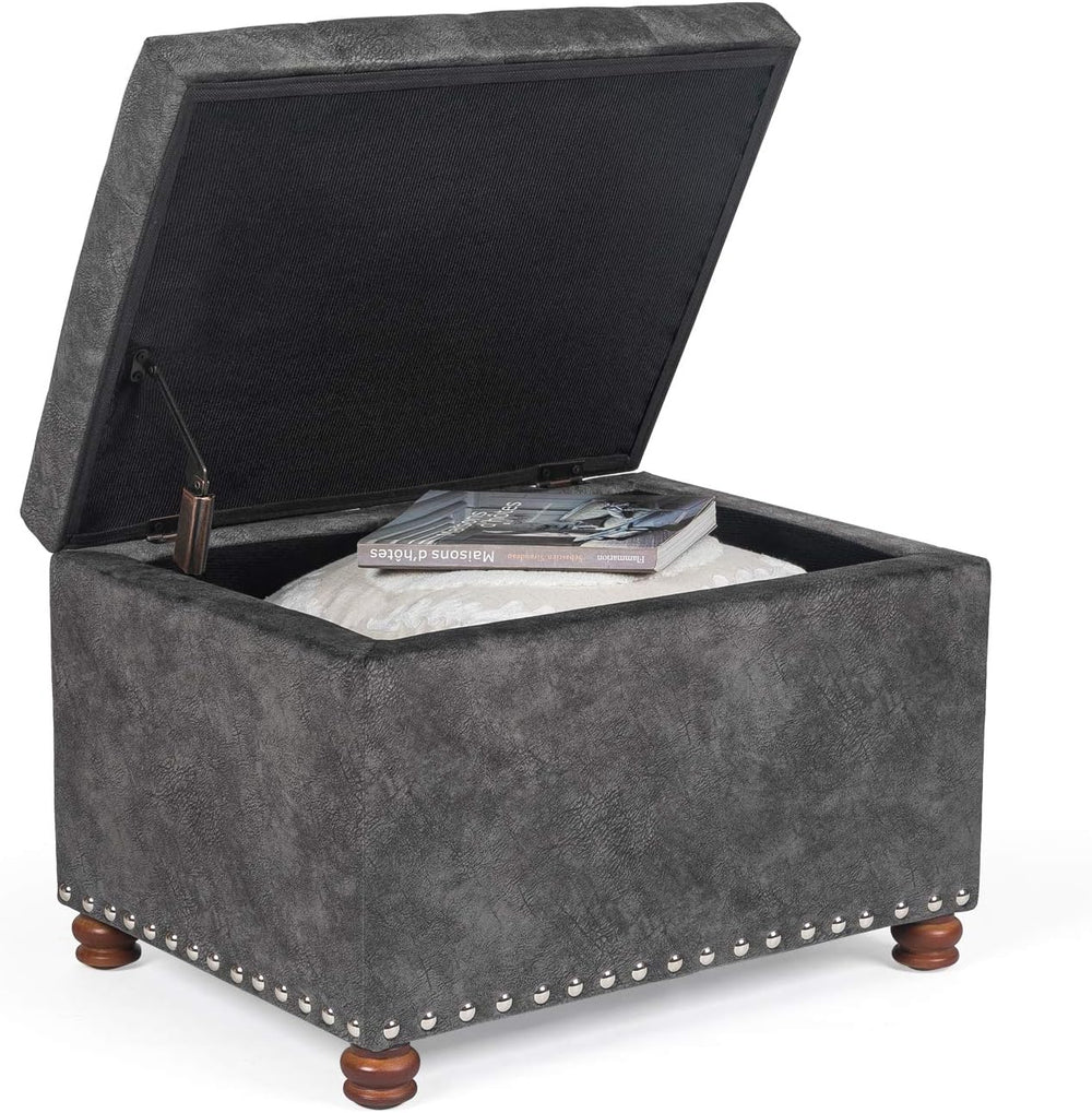 Joveco 24" Rectangular Ottoman with Storage for Living Room, Upholstered...
