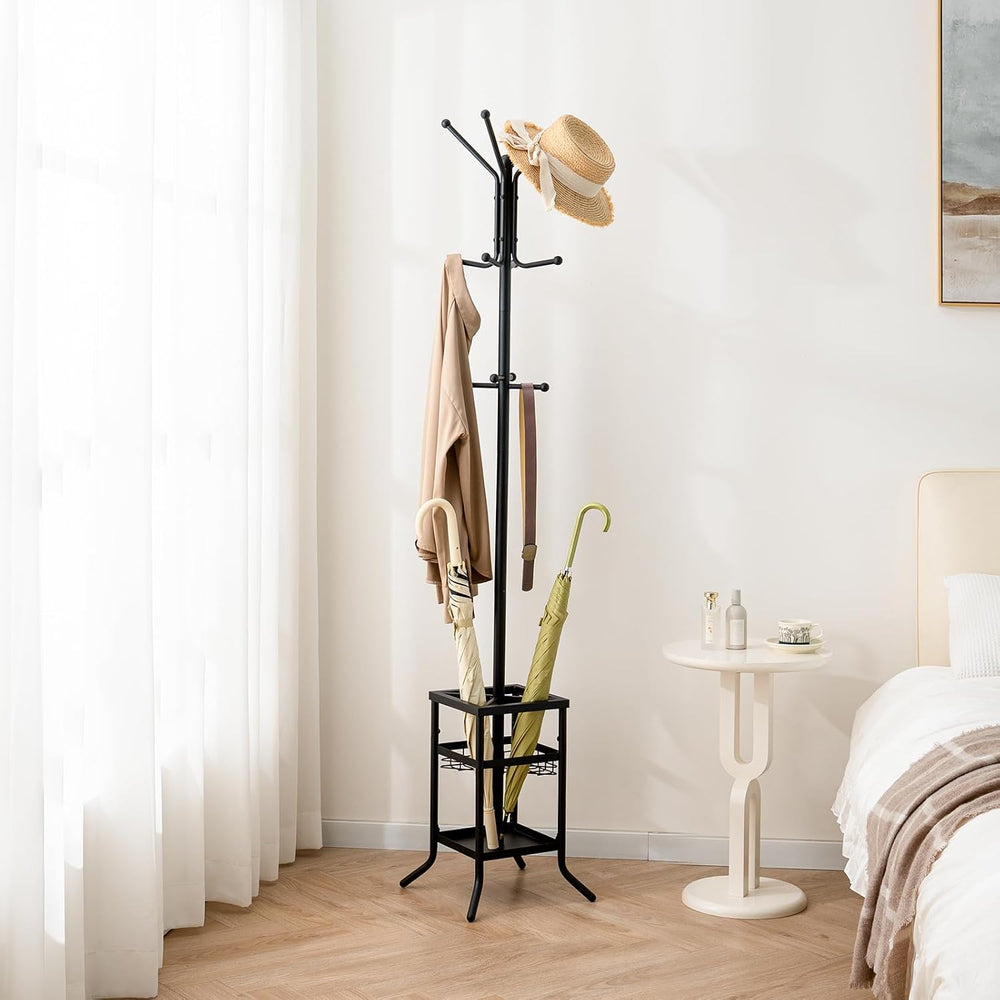 Yoobure Coat Rack Freestanding - Coat Tree with Umbrella Holder, Metal Coat R...