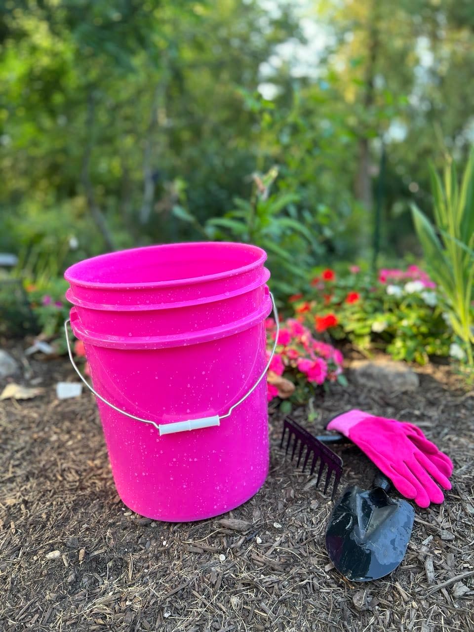 House Naturals 5 Gallon Magenta Pink Food Grade Bucket with Screw on Lid- Pac...