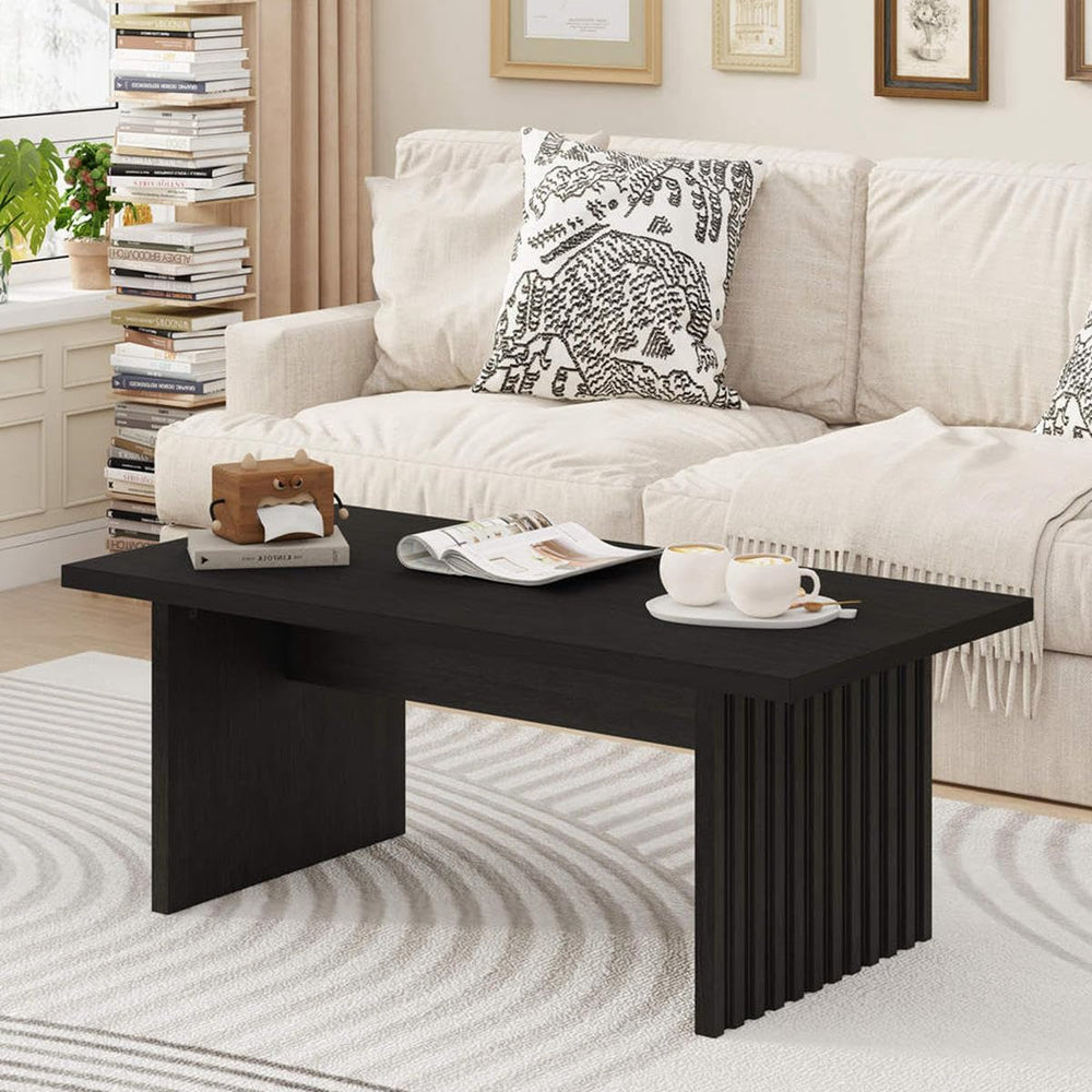 BON AUGURE Black Coffee Table, 43 Inch Modern Coffee Tables for Living Room, ...