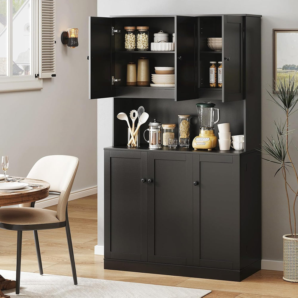 ONBRILL 71" Tall Kitchen Pantry Storage Cabinet, Kitchen Hutch, Black | ...