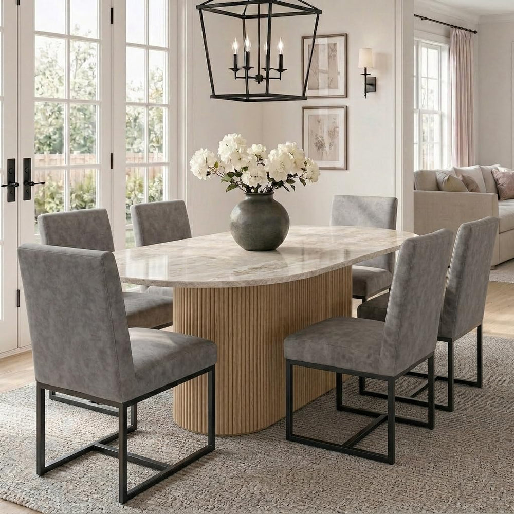 HNY Modern Dining Chairs Set of 6, Upholstered Leather Dining Room Chairs wit...