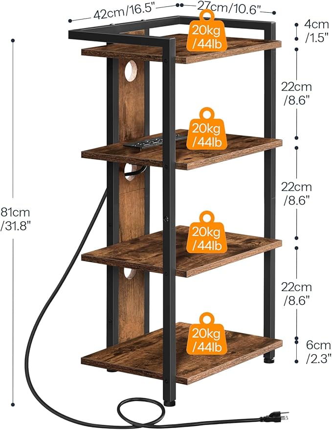 HOOBRO 4-Tier AV Media Stand, Media Console with Charging Station and LED Lig...