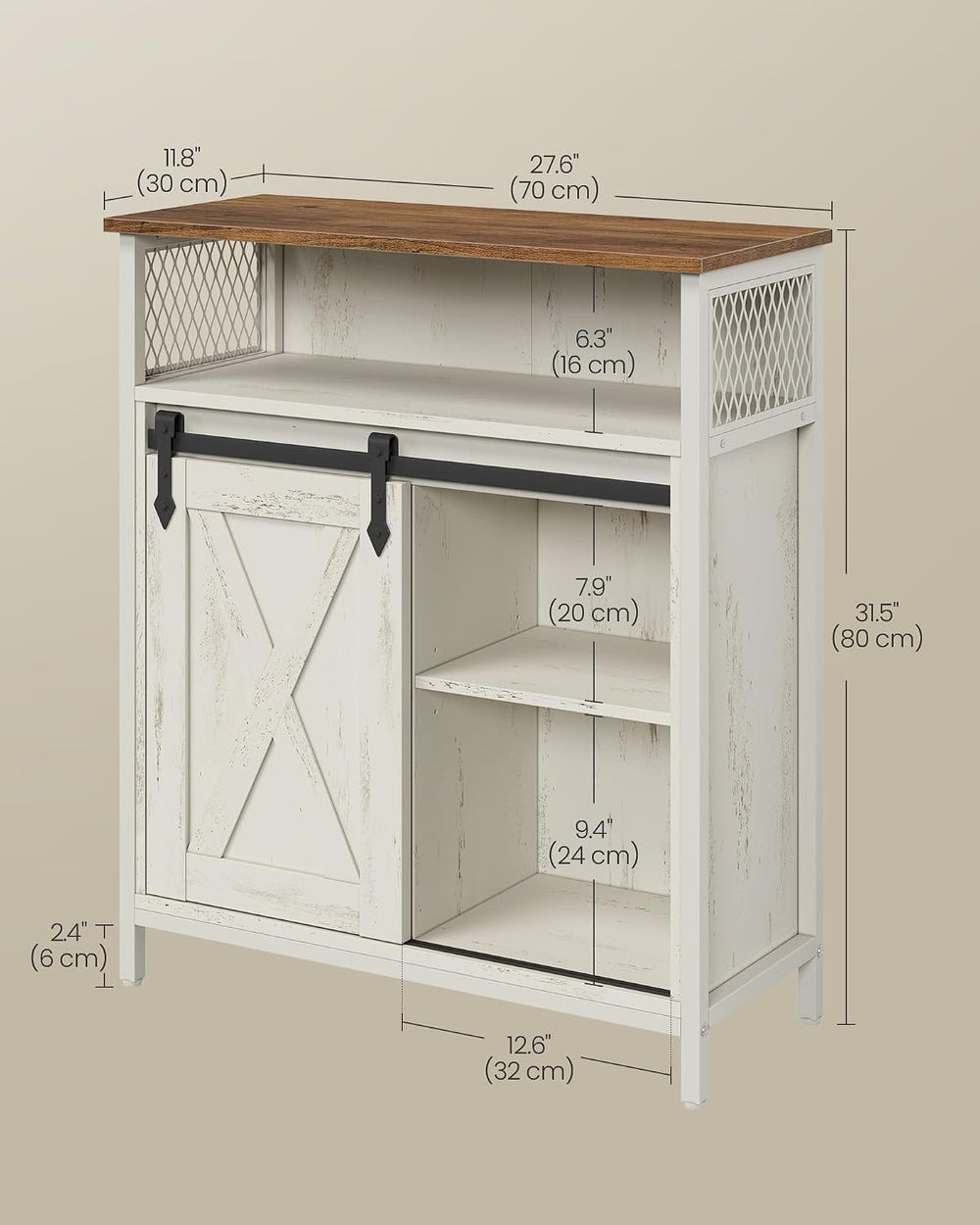 VASAGLE Buffet Cabinet, Coffee Bar Storage Cabinet, Sideboard with 1 Sliding ...