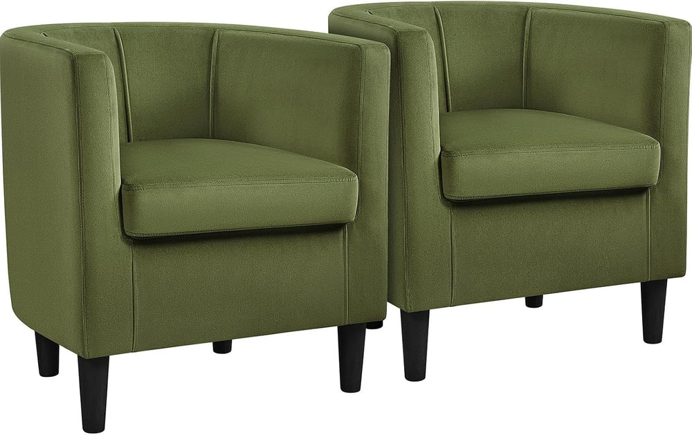 Yaheetech Barrel Accent Chairs Set of 2, Modern Armchairs, Olive Green