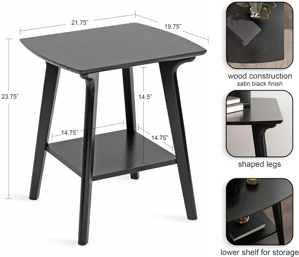 Kate and Laurel Louena Mid-Century Rectangle Wood Side Table, 22 x 20 x 24, B...