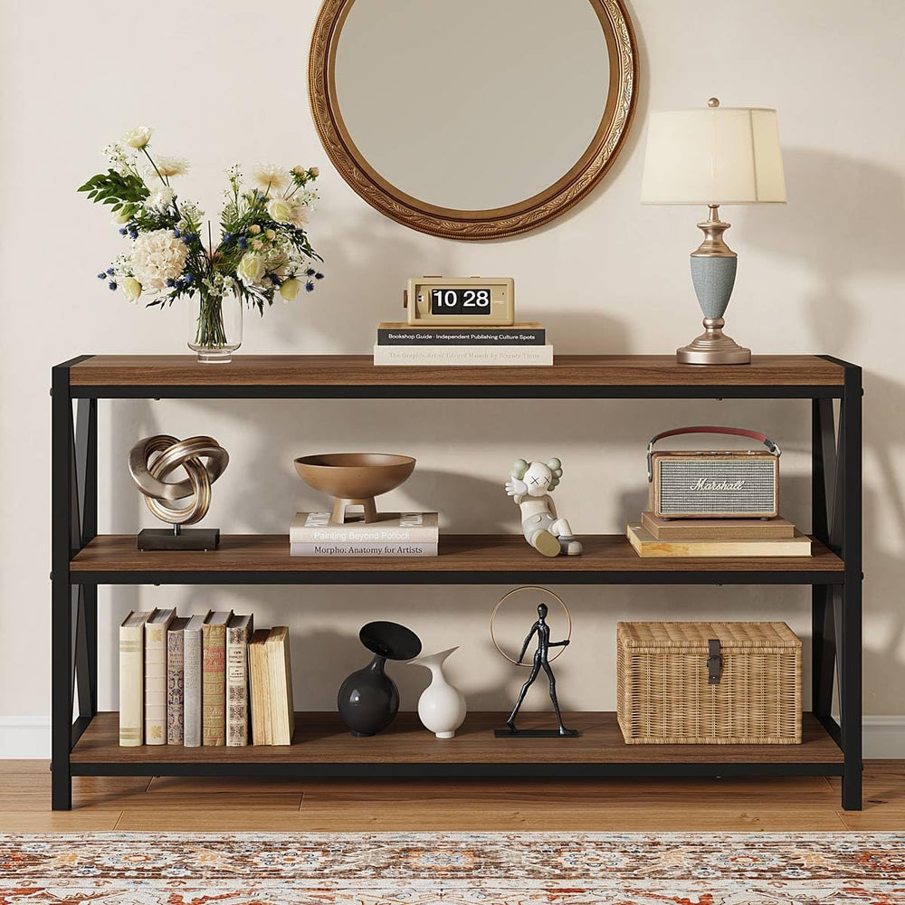 FATORRI Console Table for Entryway, 55 Inch Modern Entry Table with 3 Tier Sh...