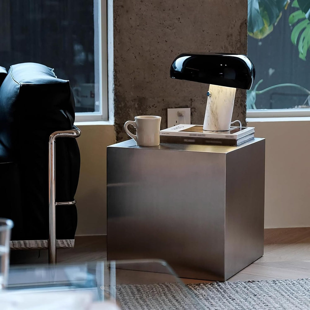 Metal Square Sofa Side Table, Cube End Table Small Coffee Table Industrial Be...